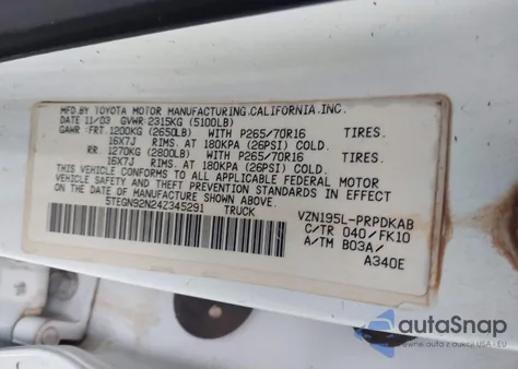 2004 Toyota Tacoma Prerunner V6 из США, поврежденный, VIN 5TEGN92N24Z345291